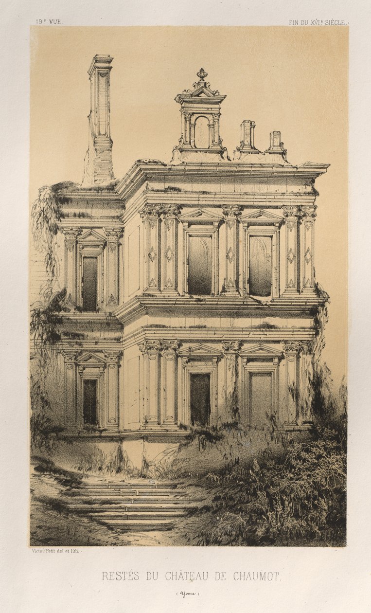 Arquitectura Pintoresca o Monumentos del Siglo XV. y XVI. Siglos: Castillos De Francia De Los Siglos XV Y XVI: Pl. 19, Restos Del Chateau De Chaumot (Yonne) de Victor Petit