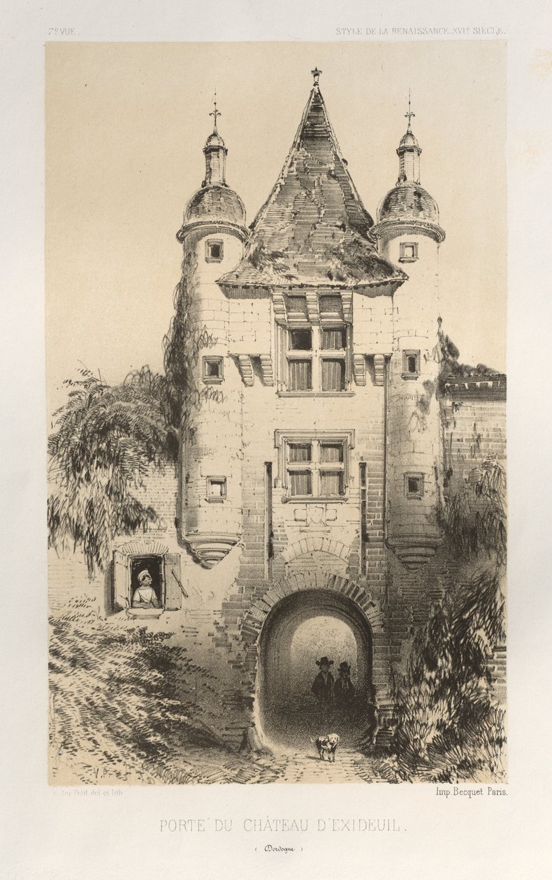 Arquitectura Pintoresca o Monumentos del Siglo XV. y XVI. Siglos: Castillos de Francia de los siglos XV y XVI: Pl.7, Puerta del Chateau d