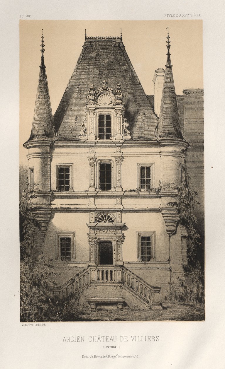 Pl. 1, Antiguo Castillo de Villiers Somme, 1860 de Victor Petit