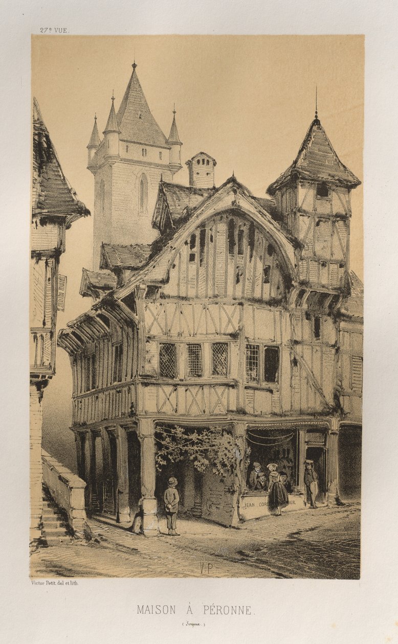 ...Pl. 27, Maison A Peronne Somme, publicado 1860 de Victor Petit