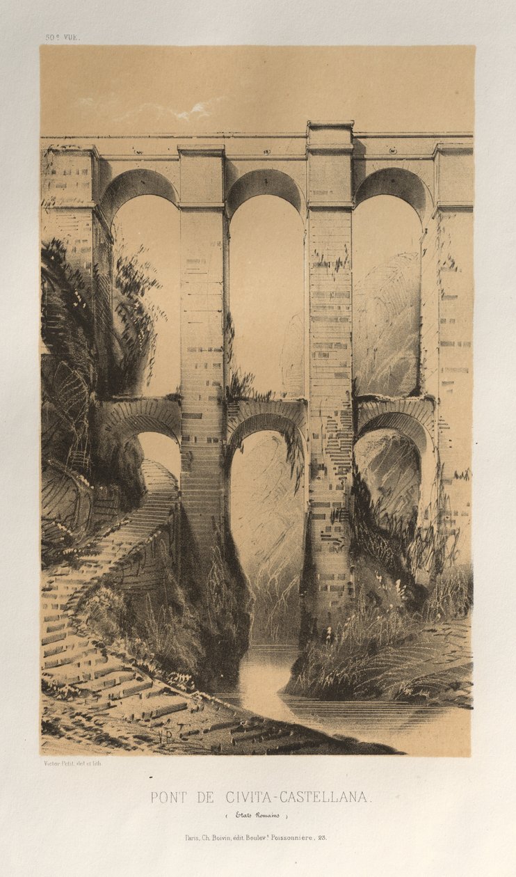 Pl. 50, Puente de Civita-Castellana Estados Romanos, 1860 de Victor Petit