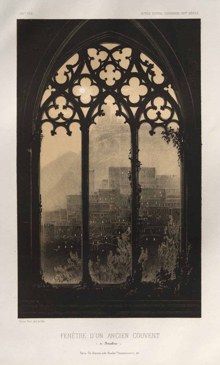 Pl. 54, Ventana de un antiguo convento en Barcelona, 1860 de Victor Petit