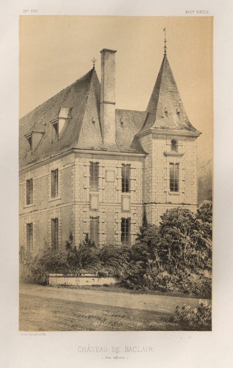 Pl. 59, Château De Baclair Seine inférieure, 1860 de Victor Petit