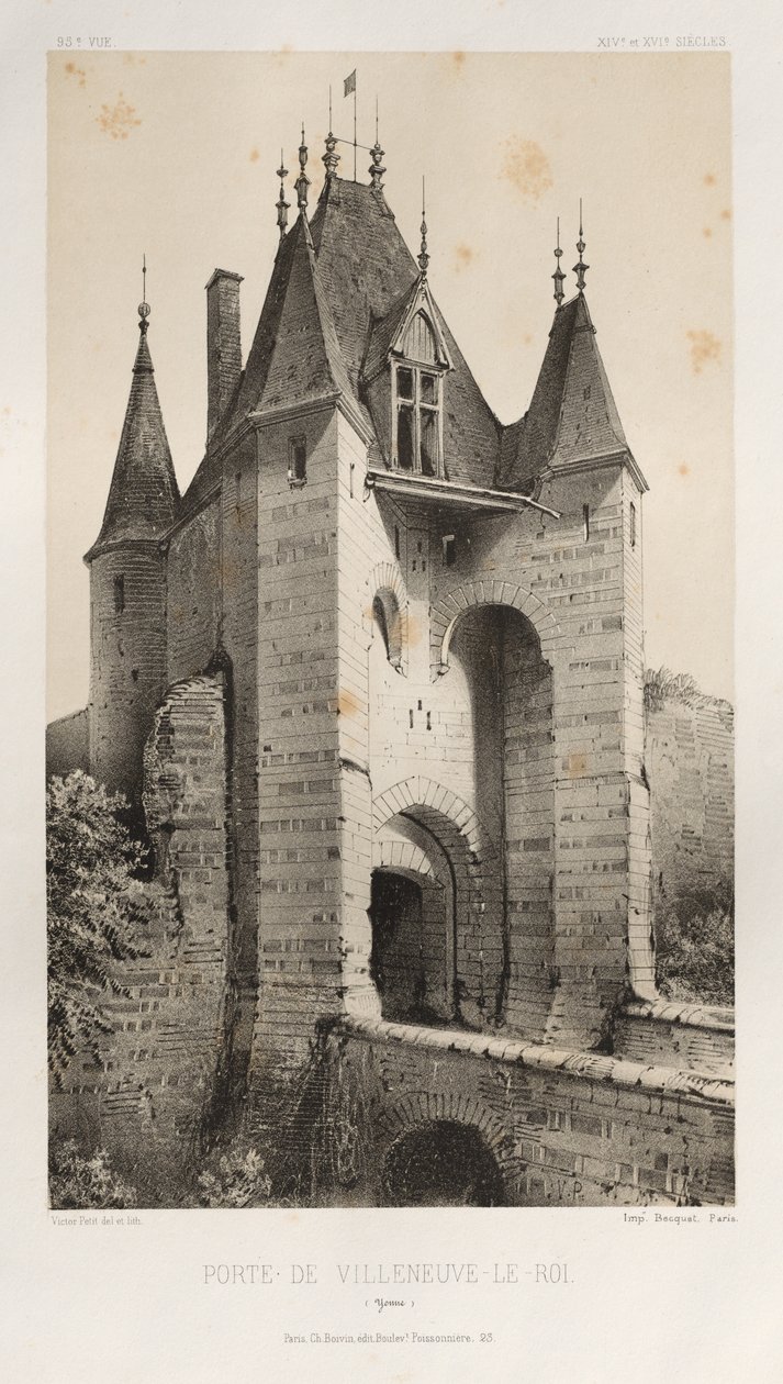 ...Pl. 95, Puerta de Villeneuve-Le-Roi Yonne, 1860 de Victor Petit