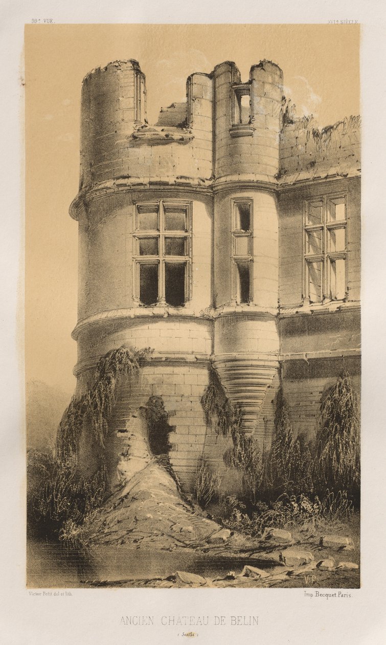...Pl. 99, Antiguo Castillo de Belin Sarthe, 1860 de Victor Petit