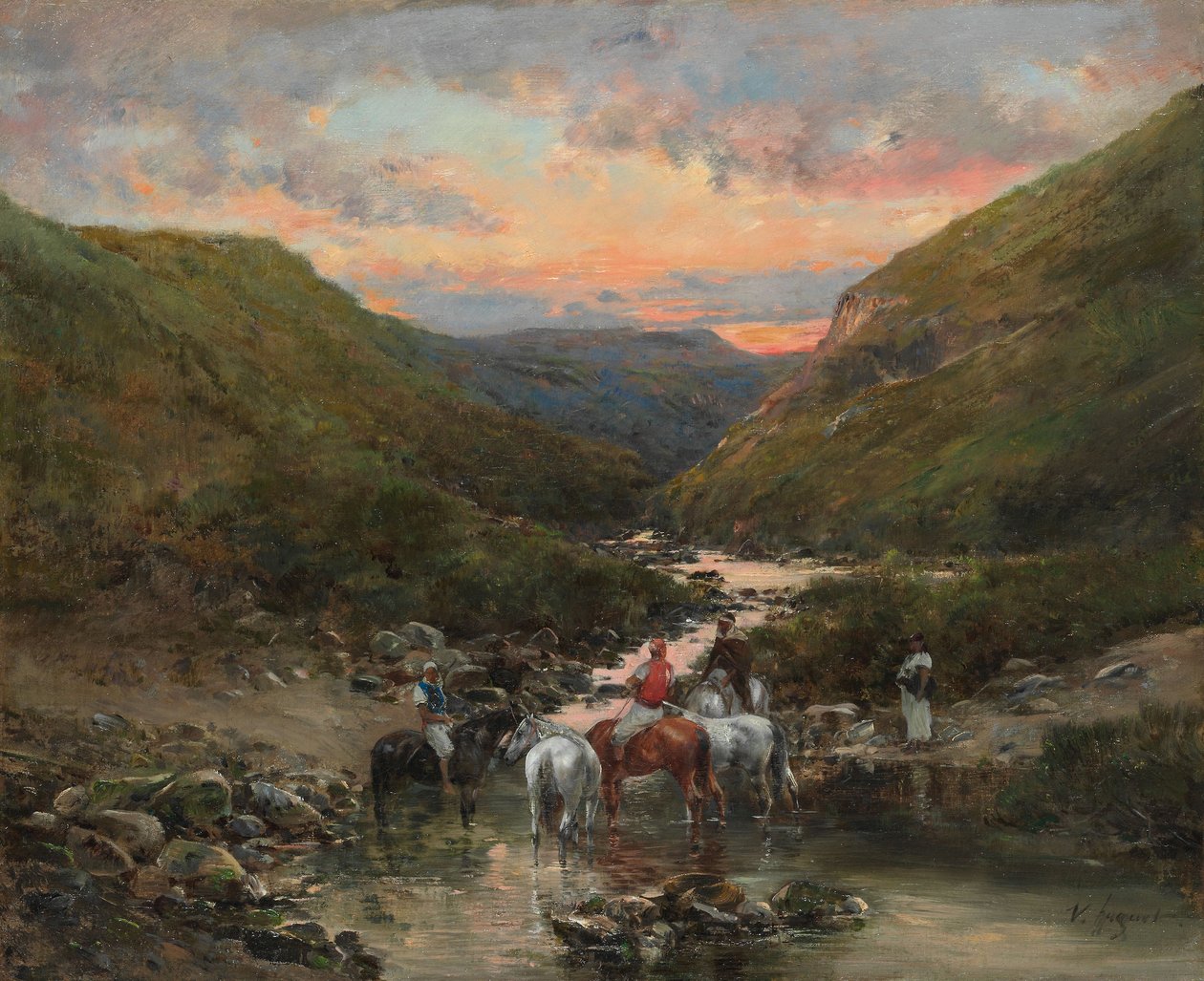 Barranco cerca de Biskra de Victor Pierre Huguet