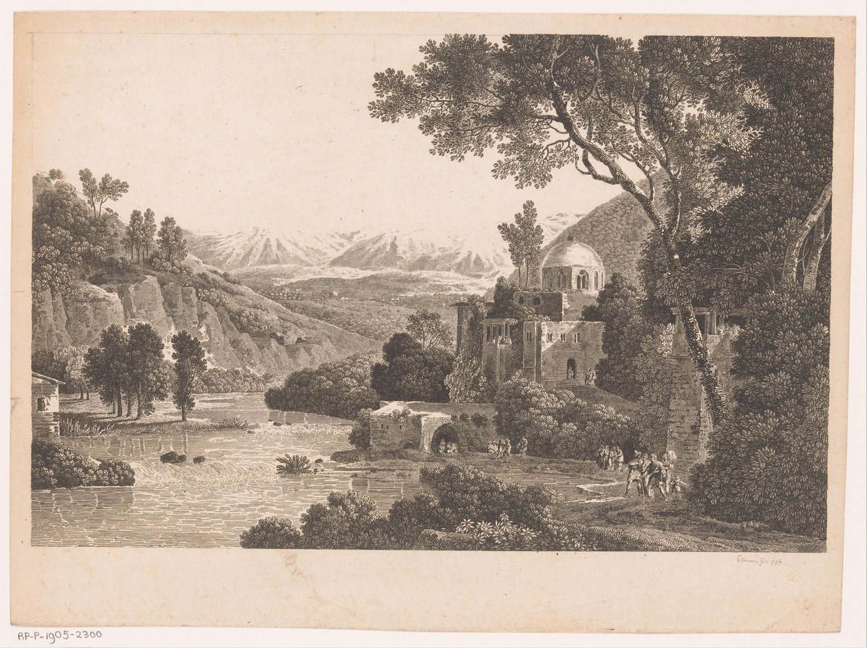 Paisaje con edificio de cúpula de Victor Pillement