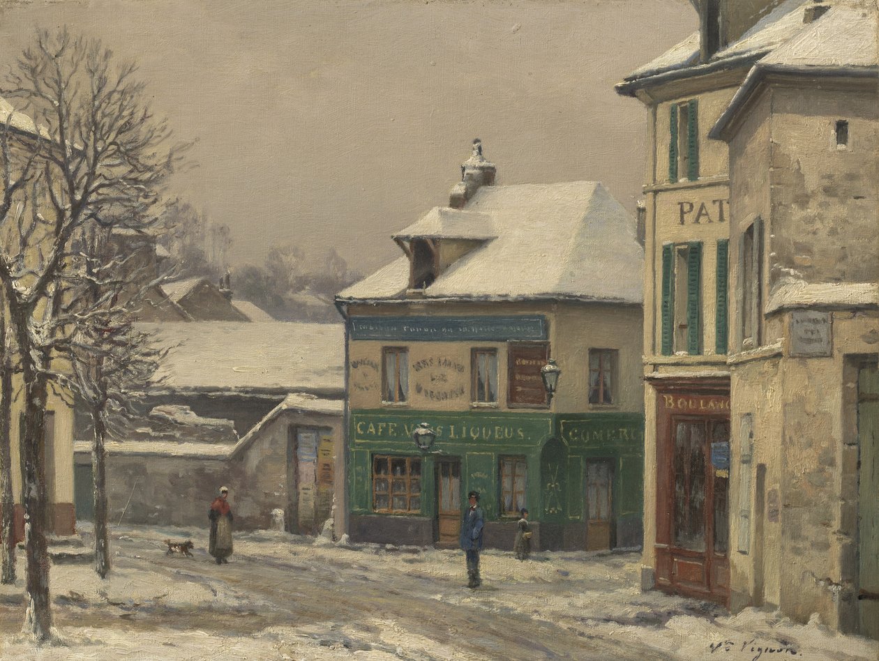 Efecto de nieve en los suburbios, c.1875-85 de Victor Vignon