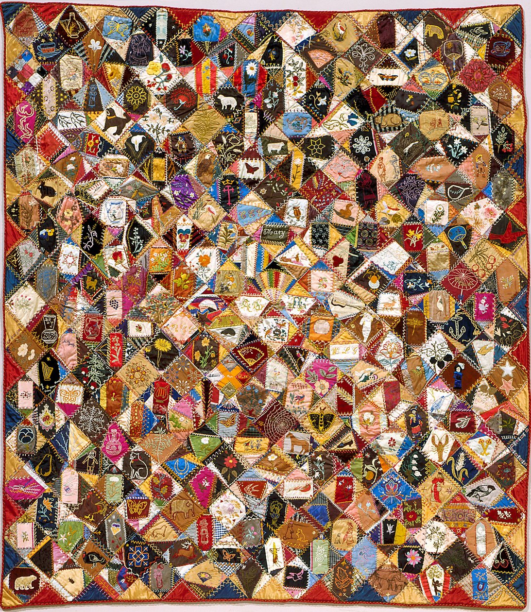 Crazy Quilt (seda, algodón, lana, lino, picado, bordado) de Victoriene Parsons Mitchell