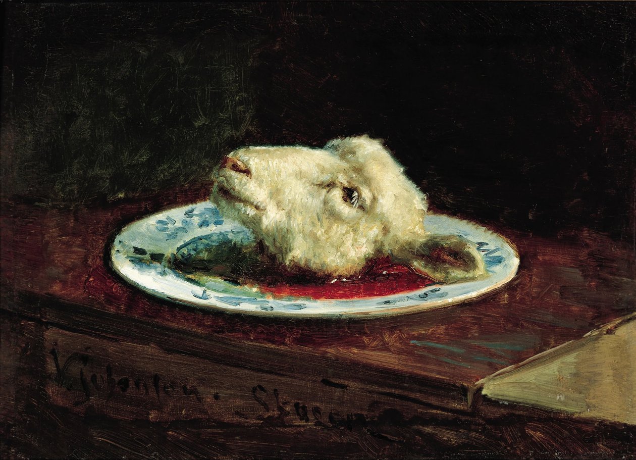 Cabeza de cordero en un plato de Viggo Johansen