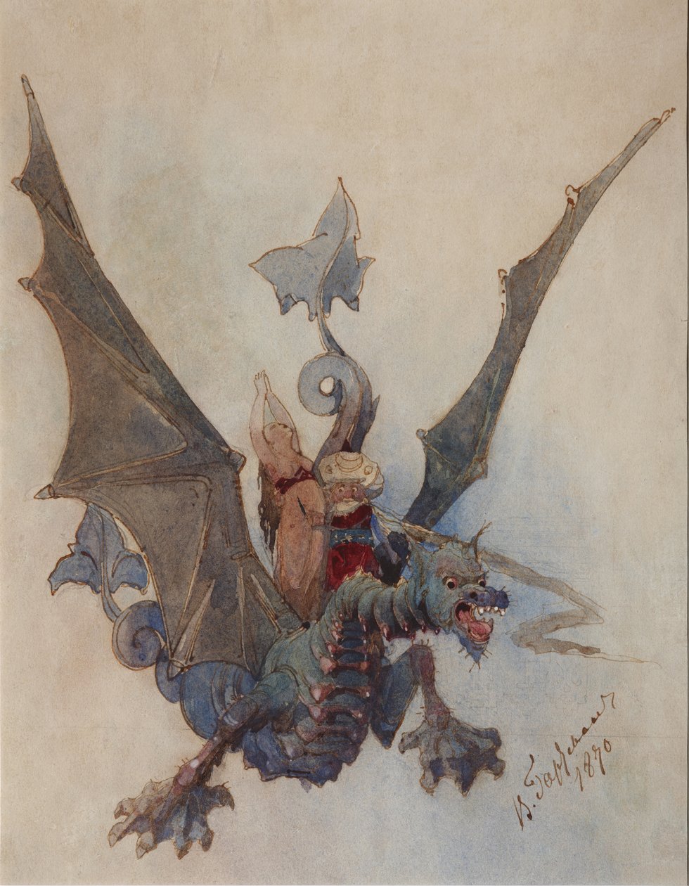 Chernomor y Lyudmila. Diseño de vestuario para la ópera Ruslan y Lyudmila de M. Glinka de Viktor Alexandrovich Hartmann