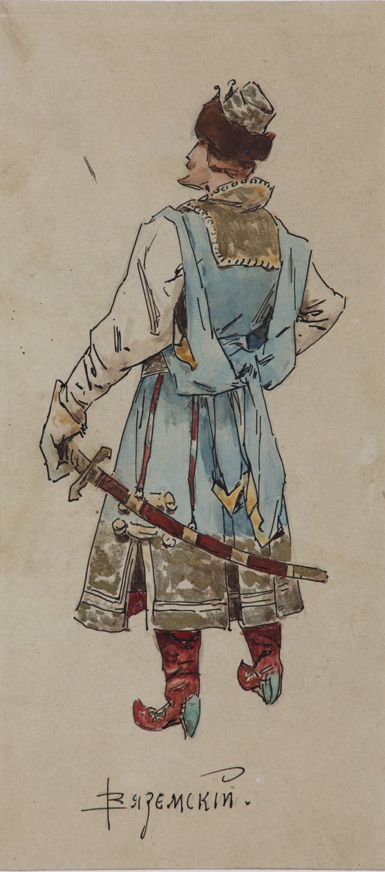 Diseño de vestuario para la ópera El Mercader Kalashnikov de A. Rubinstein, 1901 de Viktor Andreyevich Simov