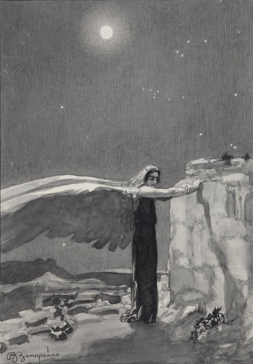 Ilustración del poema El Demonio de Mikhail Lermontov, 1913-1914 de Viktor Dmitrievich Zamiraylo