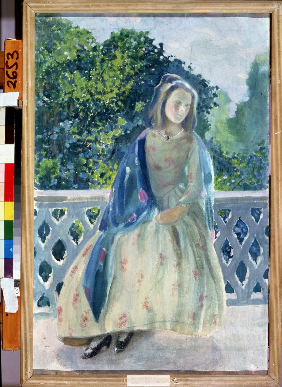 ""Jeune fille au balcon"" Peinture de Viktor (Victor) Elpidiforovich Borisov-Musatov (Borisov Musatov) (1870-1905) 1900 State A. Radishchev Art Museum Saratov de Viktor Elpidiforovich Borisov Musatov