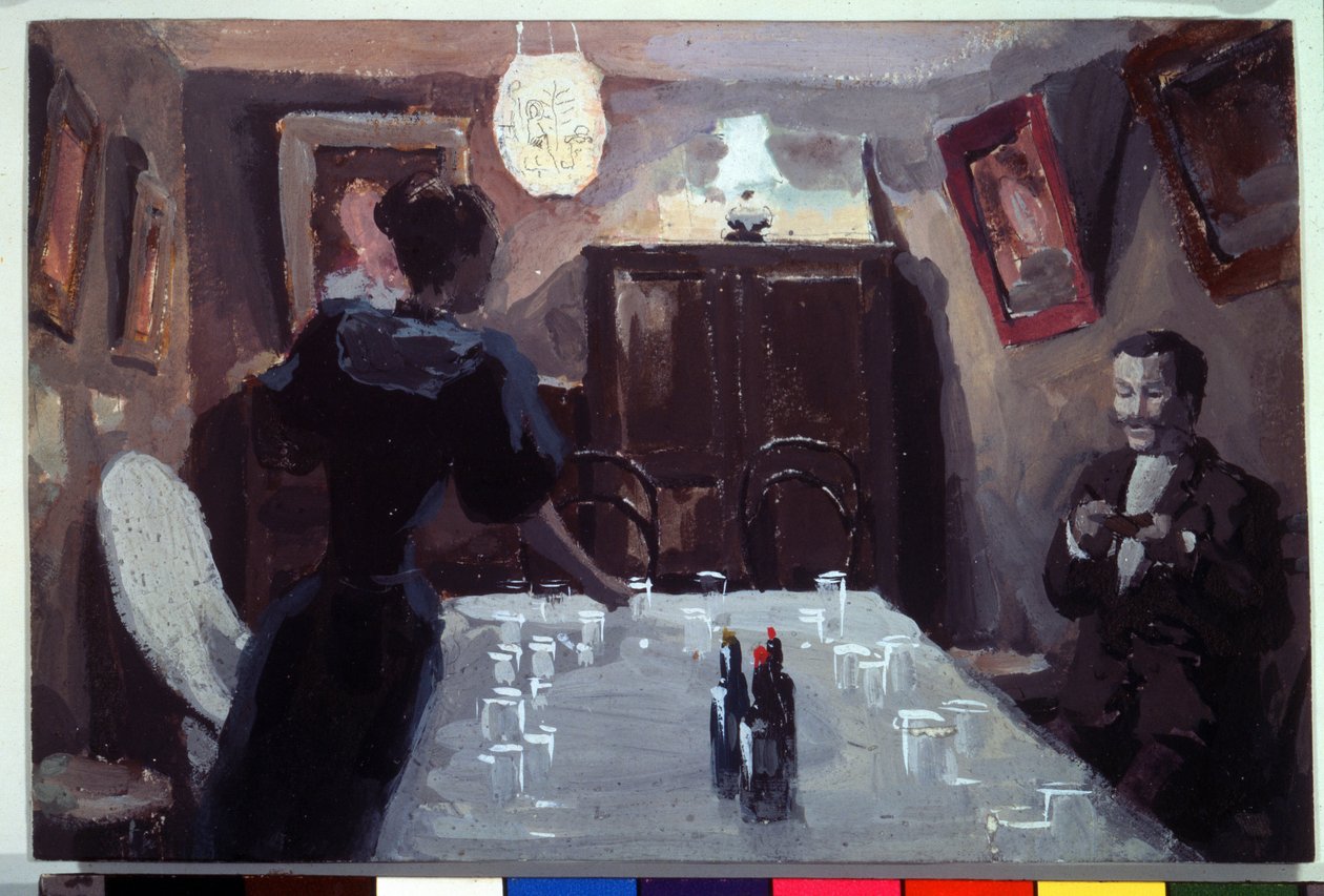 "Visitantes en espera" (Visitantes en espera) Acuarela y gouache de Viktor (Victor) Elpidiforovich Borisov-Musatov (Borisov Musatov) (1870-1905) (simbolismo) 1894 Galería Estatal Tretyakov, Moscú, Rusia de Viktor Elpidiforovich Borisov Musatov