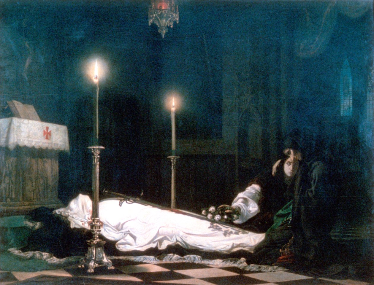 László Hunyadi en el Bier, 1859 de Viktor Madarász