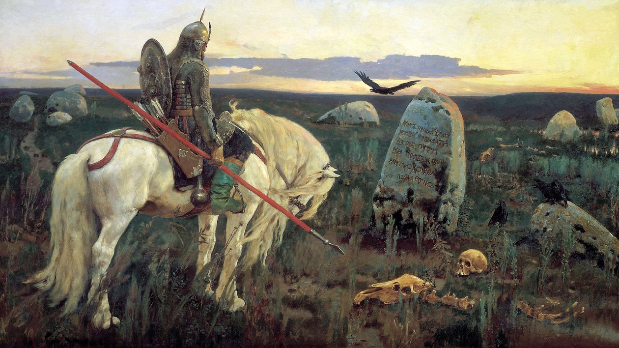 Un caballero en la encrucijada, 1898 de Viktor Mikhaylovich Vasnetsov
