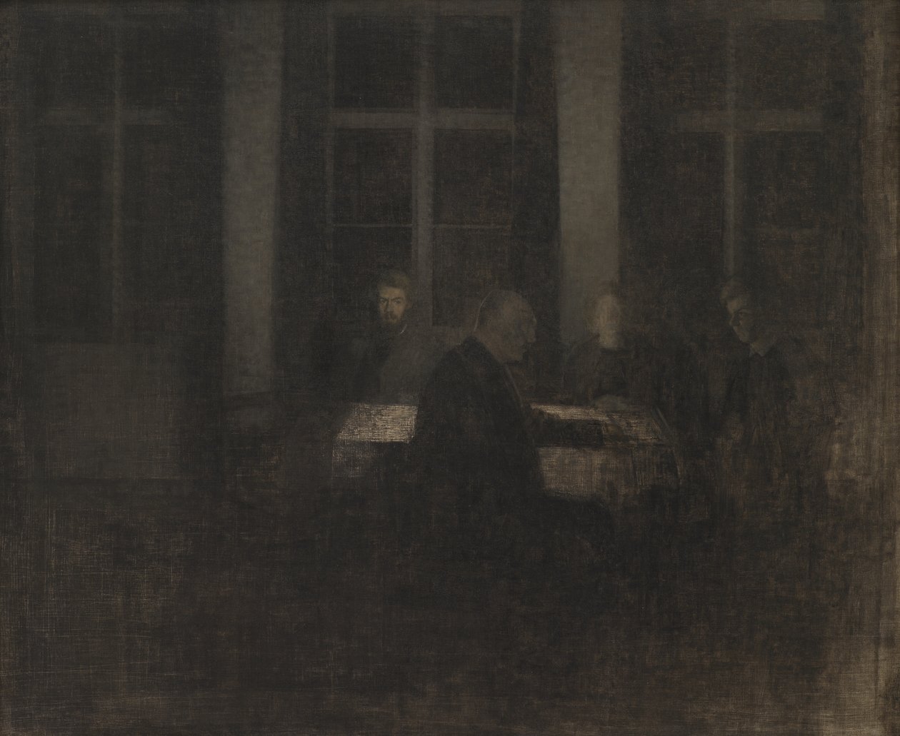 Tarde en el salón de Vilhelm Hammershøi