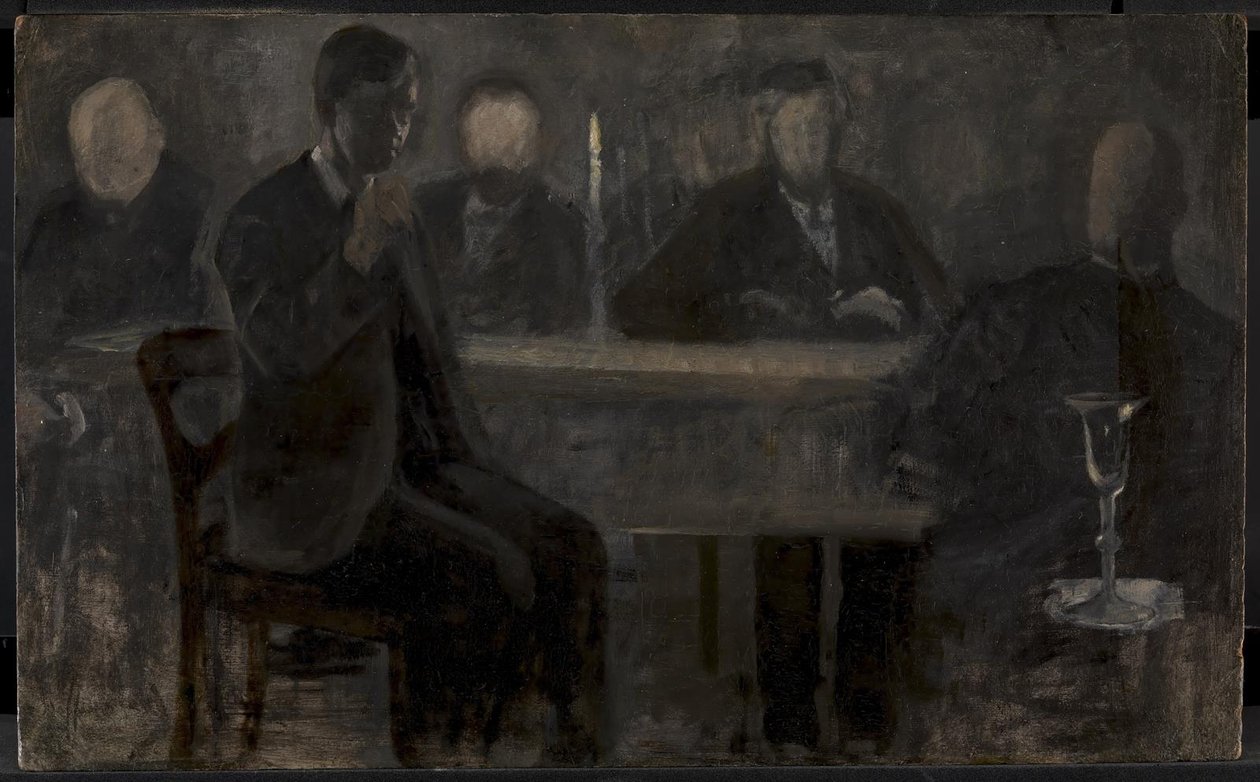 Cinco retratos. Estudio para pintura en Thielska Galleriet, Estocolmo de Vilhelm Hammershøi