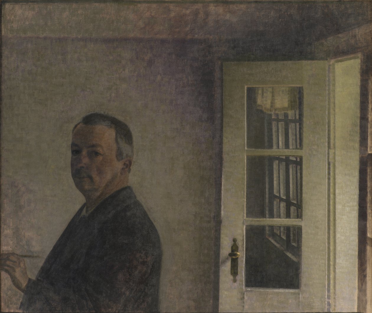 Autorretrato. La cabaña Spurveskjul en Sorgenfri, al norte de Copenhague de Vilhelm Hammershøi