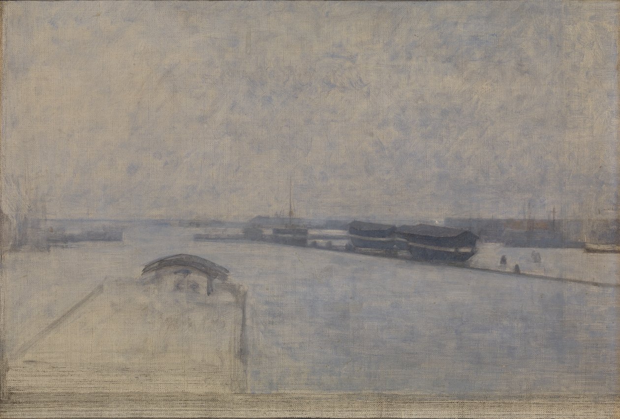 El puerto de Copenhague visto desde Kvæsthusgade de Vilhelm Hammershøi