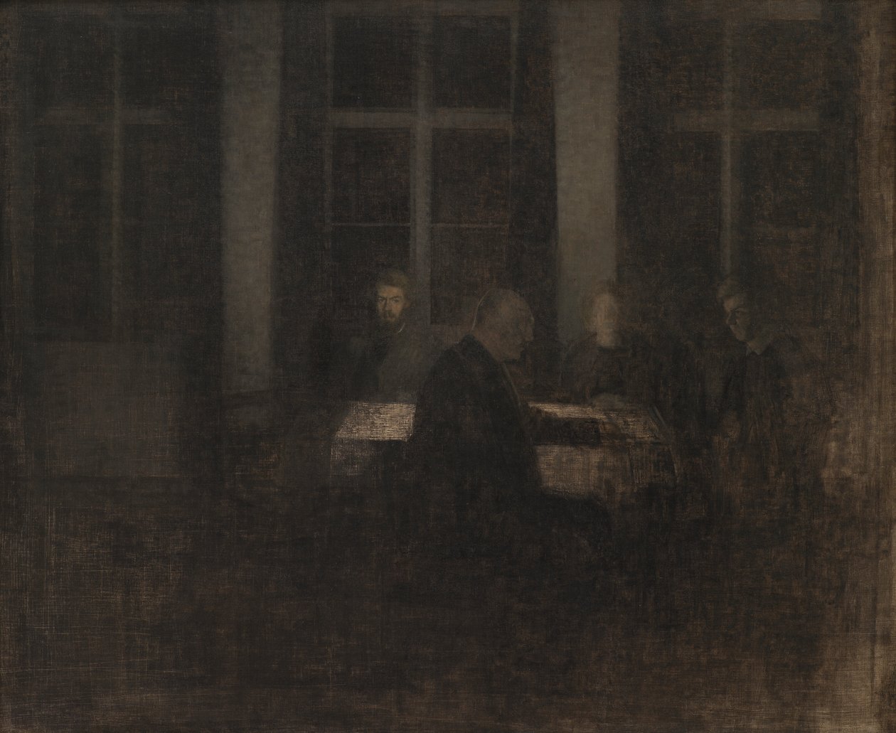 Tarde en el salón de Vilhelm Hammershøi