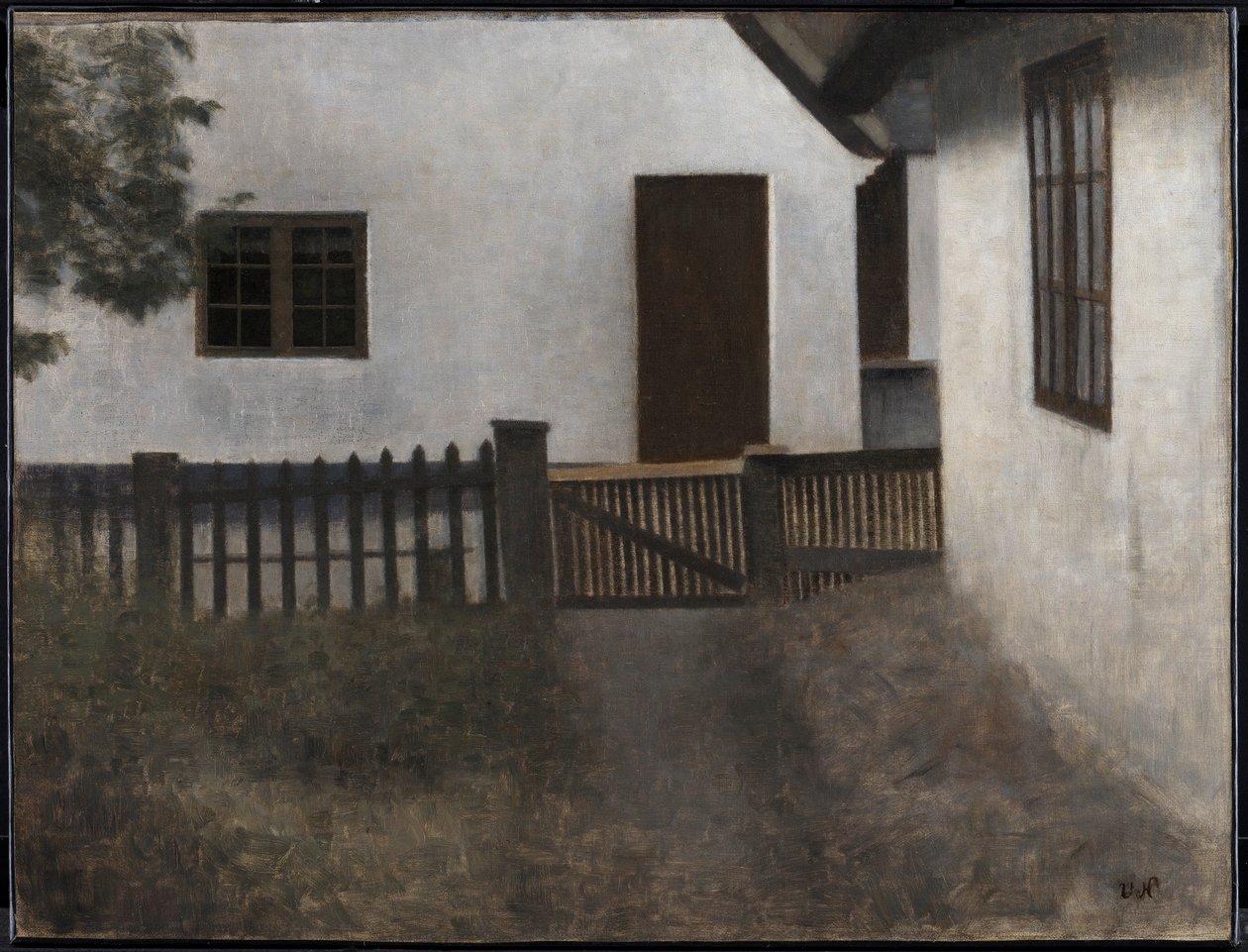 Fachadas de casas. Frederiksværk. Verano. de Vilhelm Hammershøi