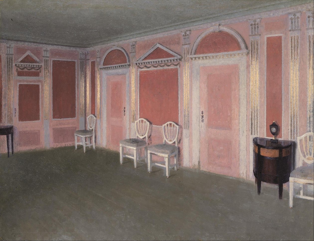 Interior de estilo Luis XVI. De la casa del artista. Rahbeks Allé de Vilhelm Hammershøi