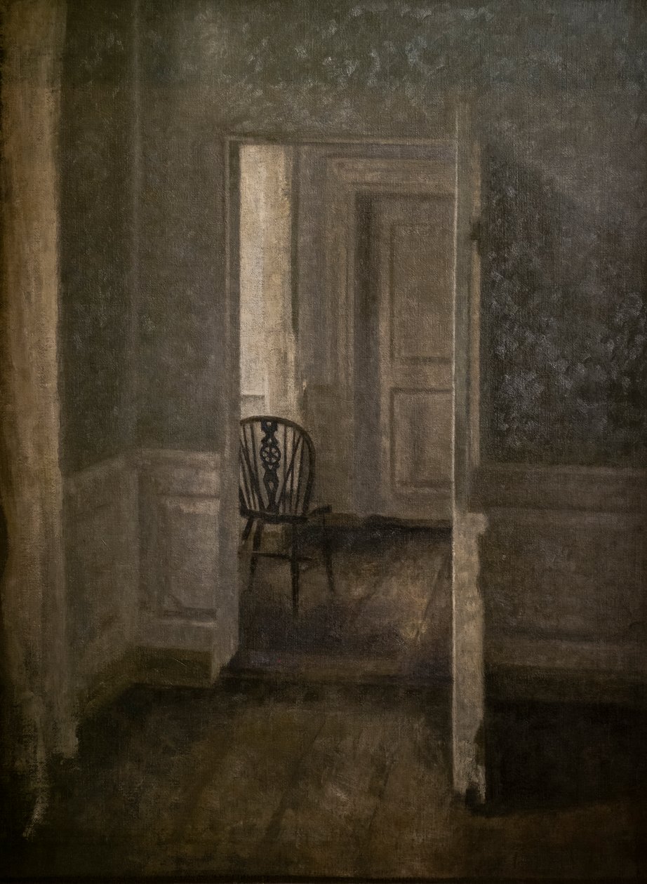 Interior con silla Windsor de Vilhelm Hammershoi