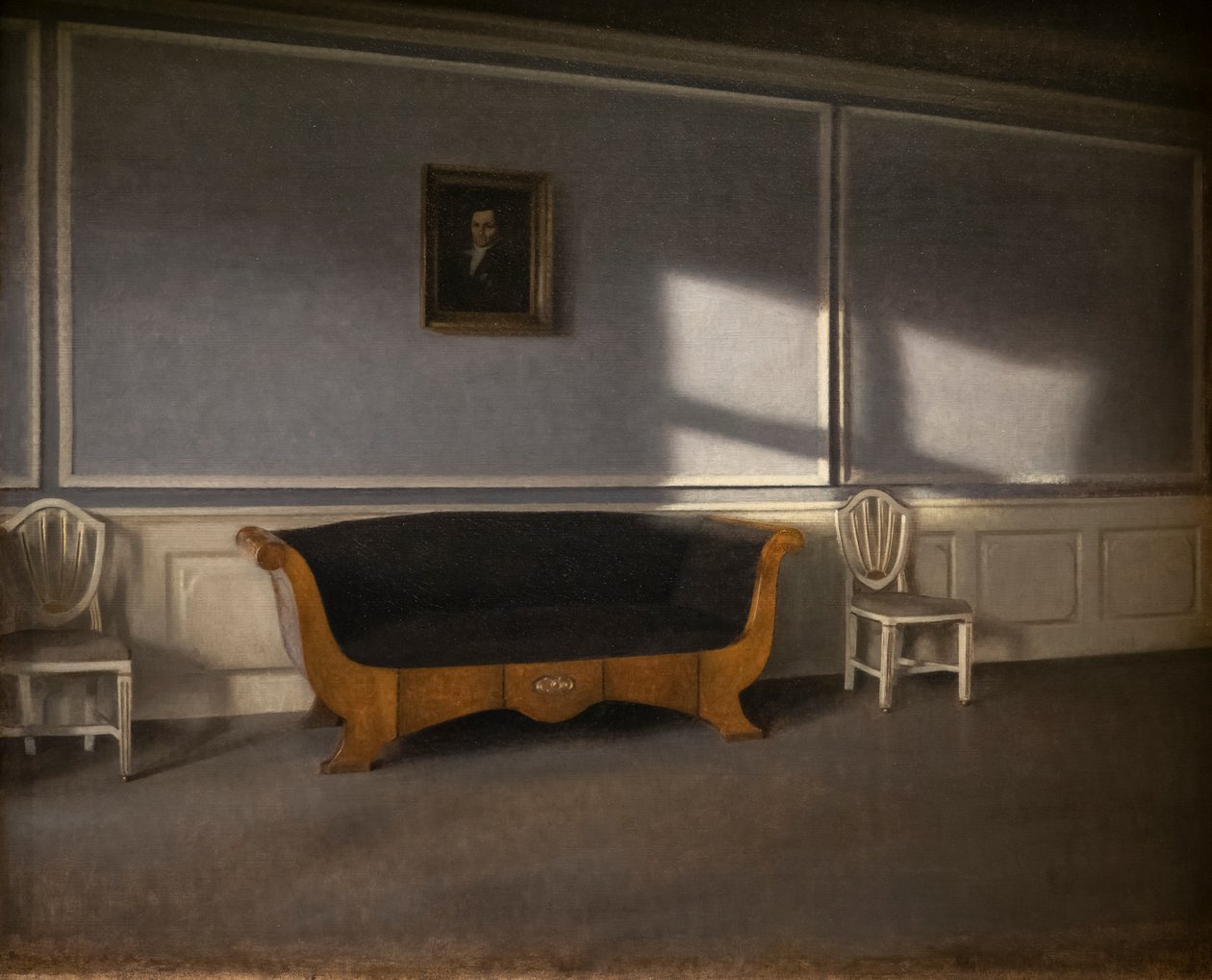 Rayos de sol en la sala de estar, III de Vilhelm Hammershoi