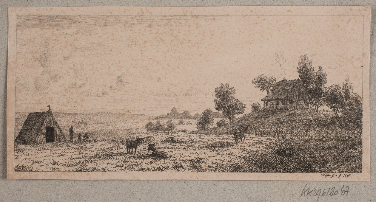 Paisaje con una casa de campo y una cabaña de Vilhelm Kyhn