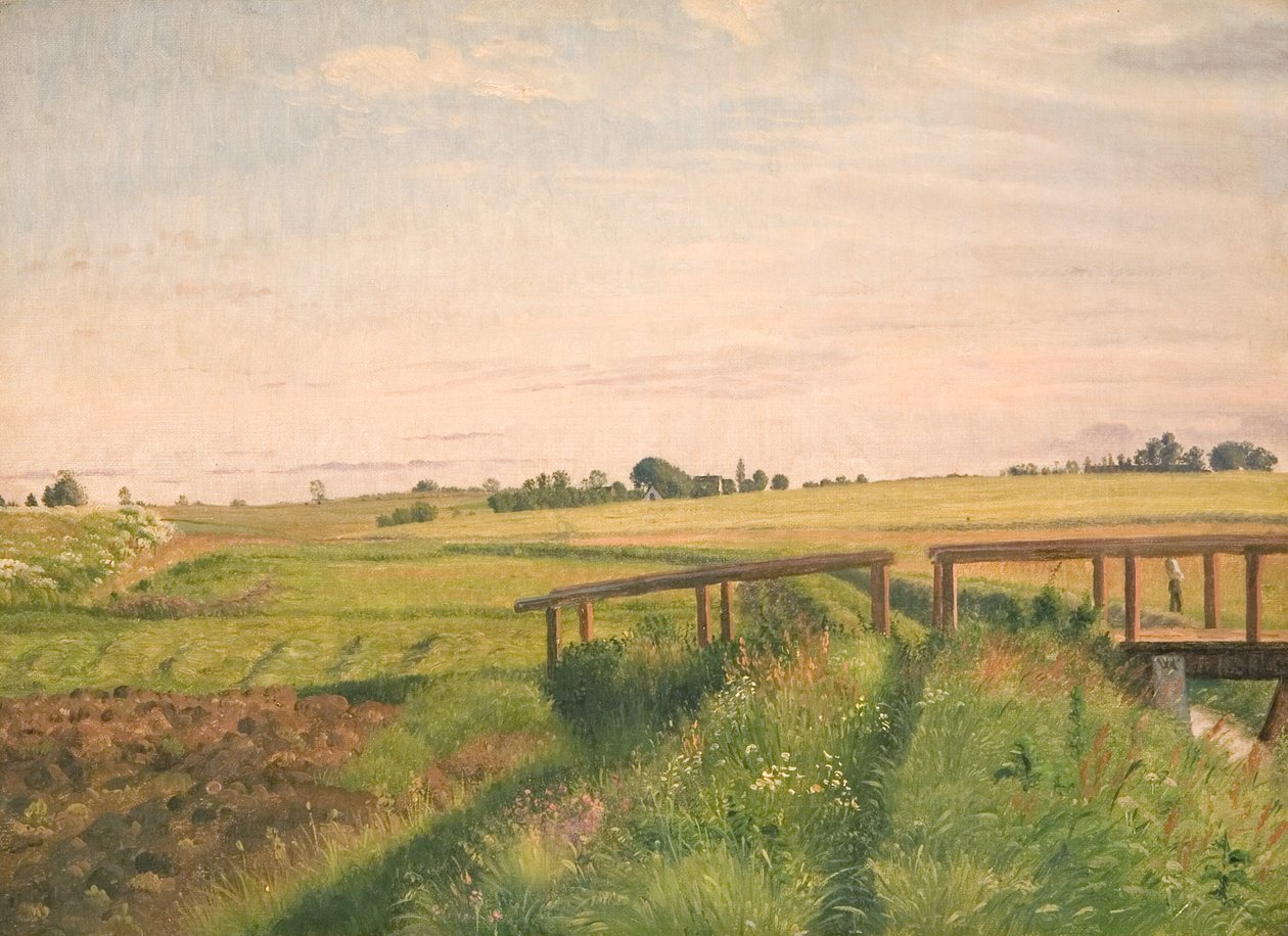 Paisaje de campo con un puente de Vilhelm Kyhn