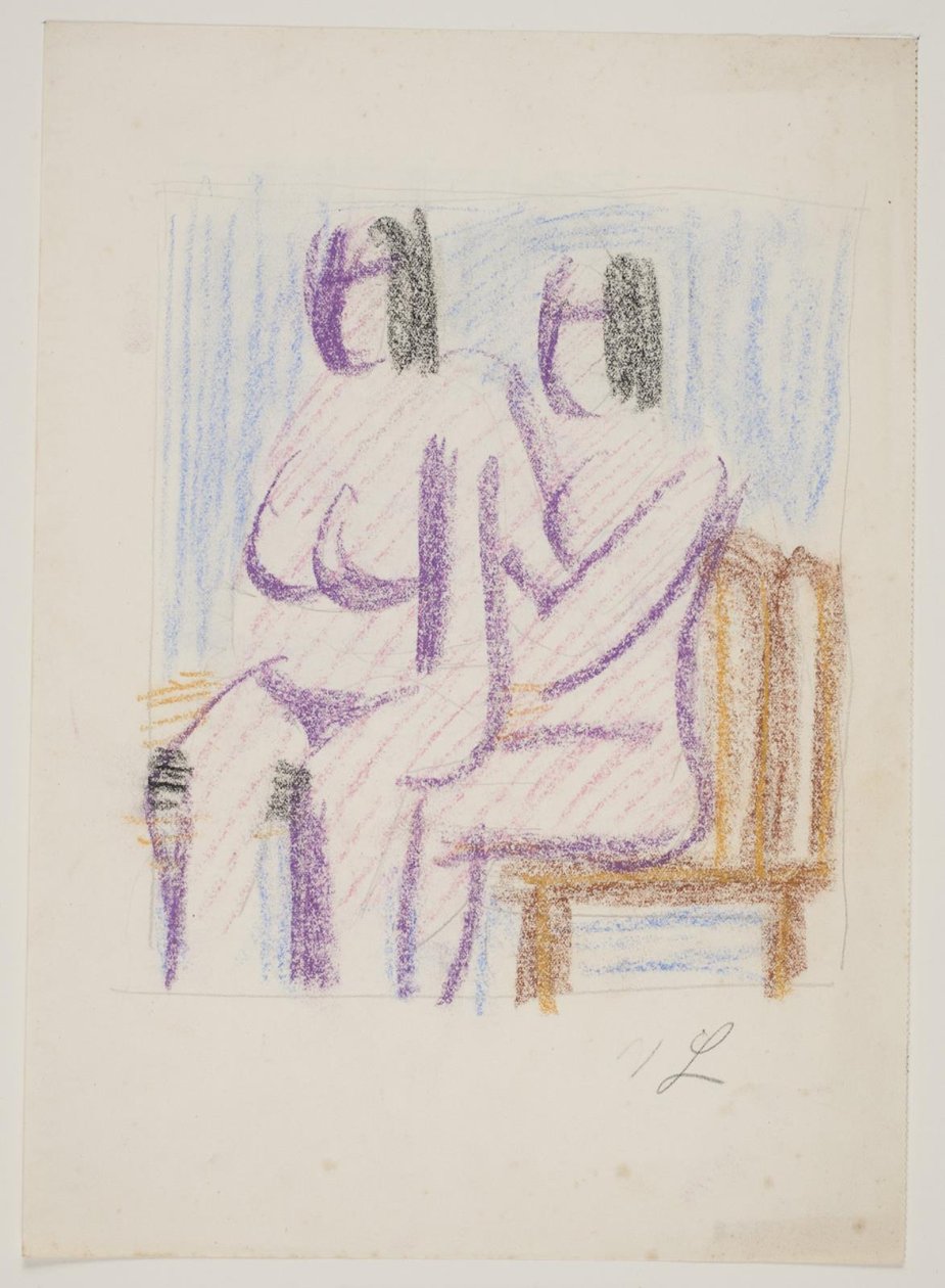 Estudio de composición con 2 mujeres sentadas y desnudas de Vilhelm Lundstrøm