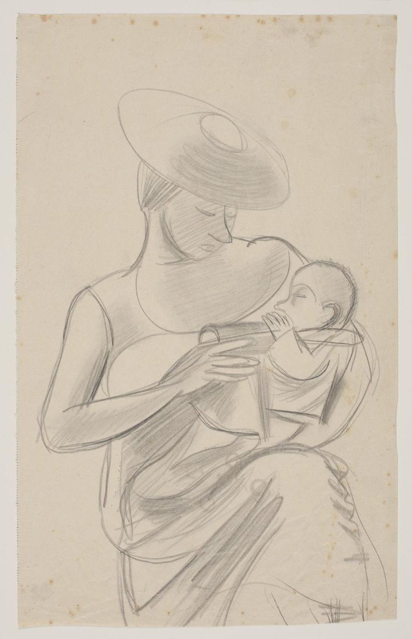La esposa del artista con la hija recién nacida Dorte de Vilhelm Lundstrøm