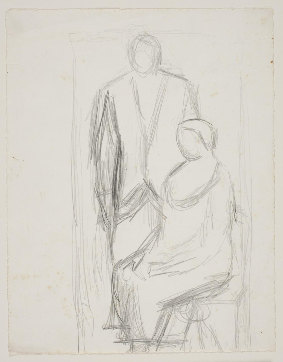 Lundstrøm de pie detrás de la sentada señora Lundstrøm. Estudio para el llamado cuadro de bodas de Vilhelm Lundstrøm
