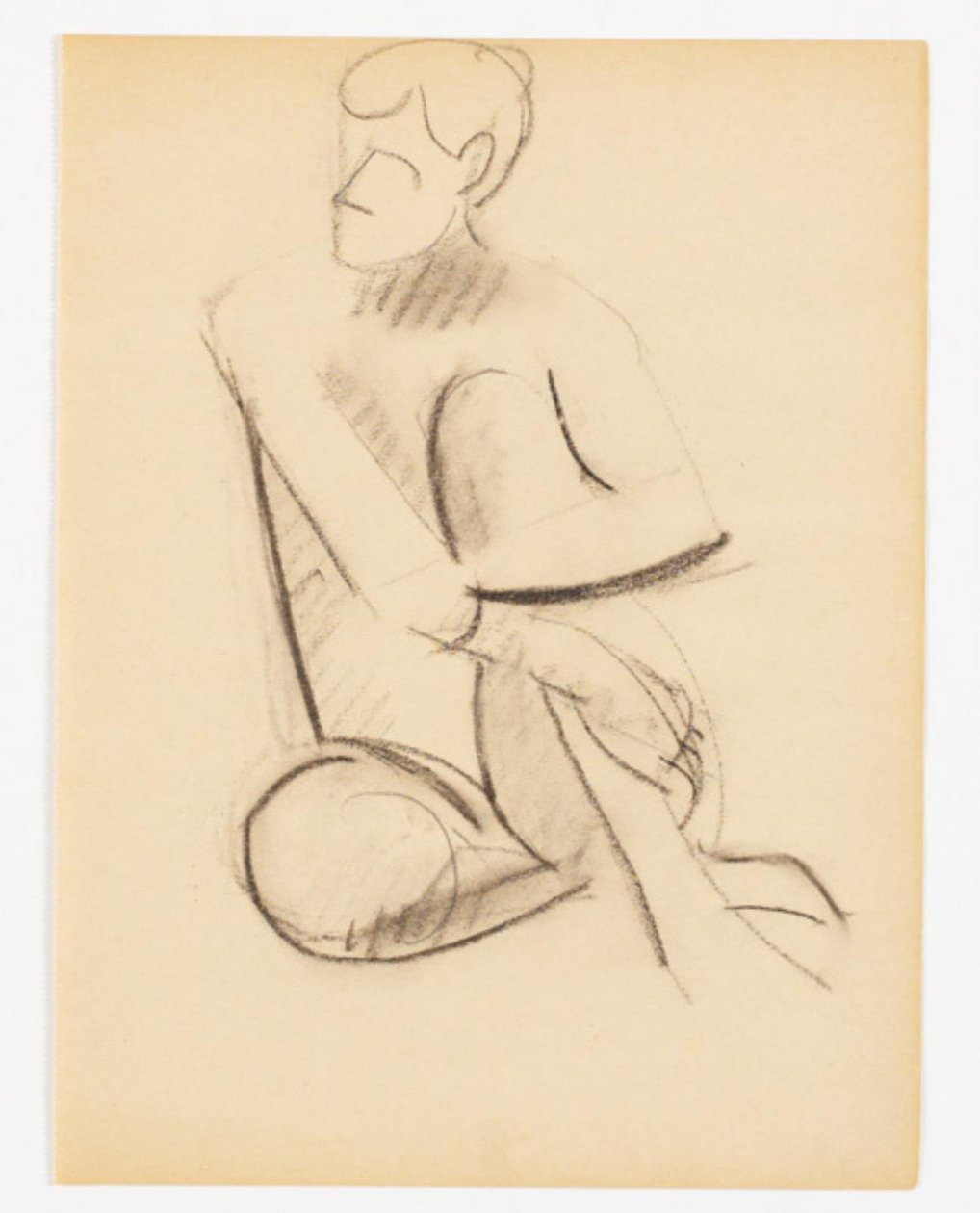 Modelo masculino sentado. Un boceto ligero, tal vez contre-épreuve del mismo modelo en la misma posición en el reverso de Vilhelm Lundstrøm