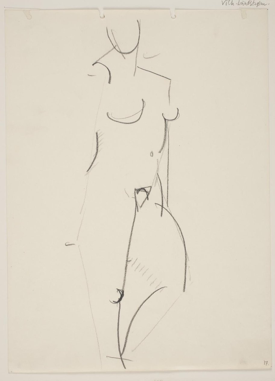 Mujer desnuda de pie, mirando a la derecha de Vilhelm Lundstrøm