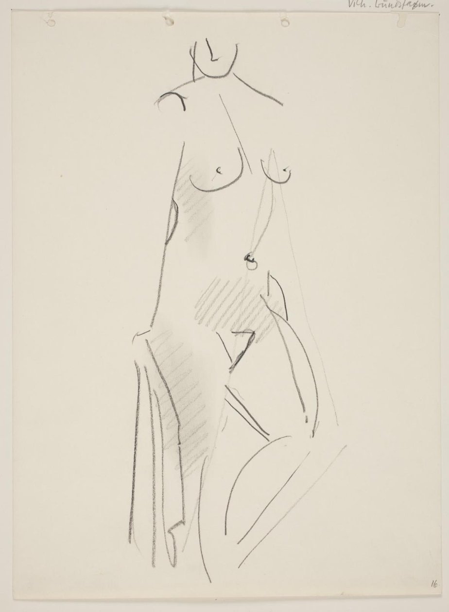 Mujer desnuda de pie, mirando a la derecha de Vilhelm Lundstrøm