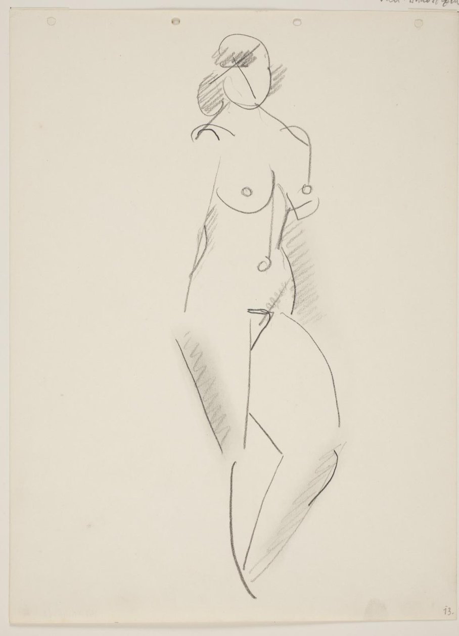 Mujer desnuda de pie, vuelta hacia la derecha de Vilhelm Lundstrøm