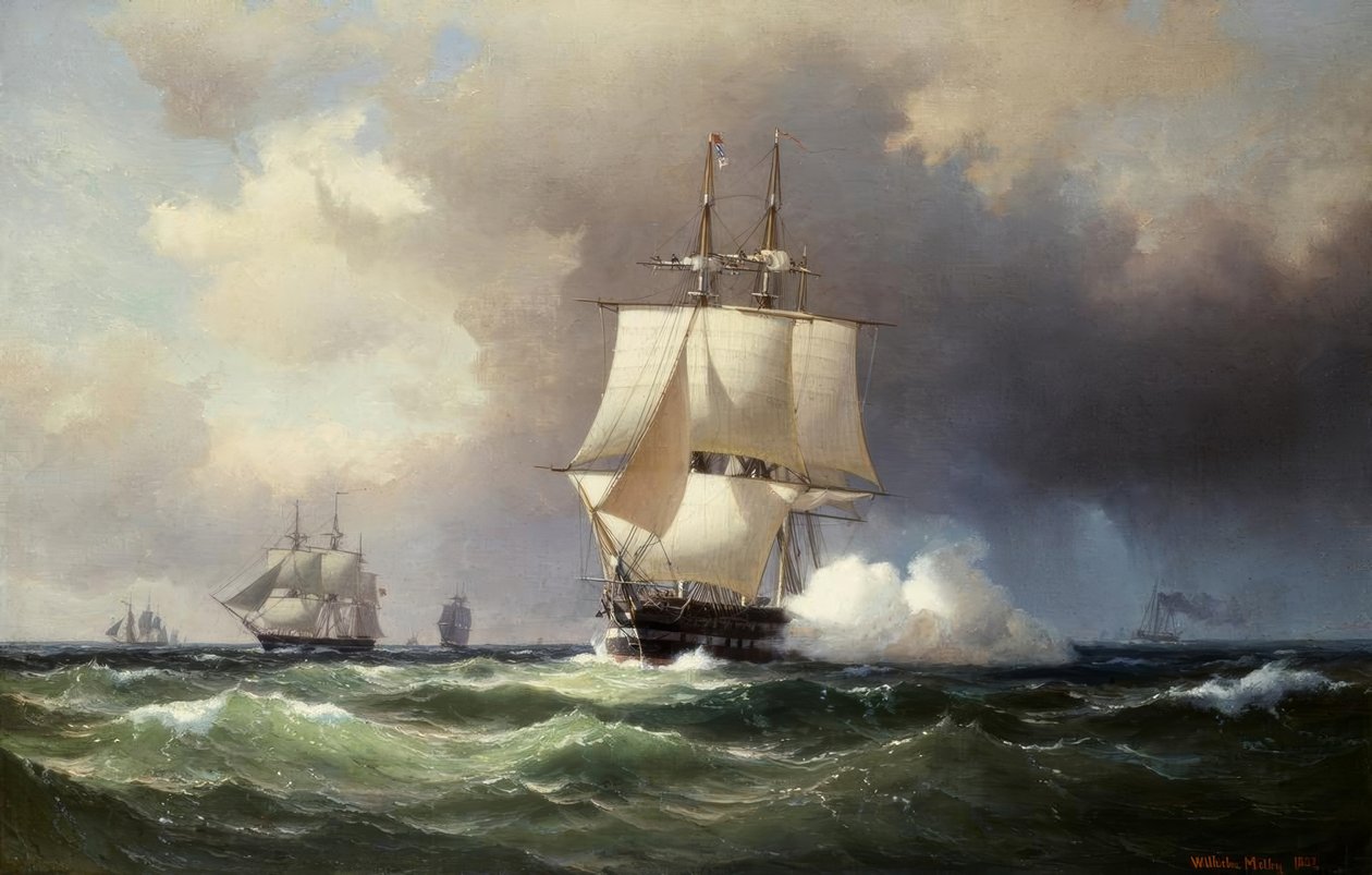 Velero en alta mar de Vilhelm Melbye