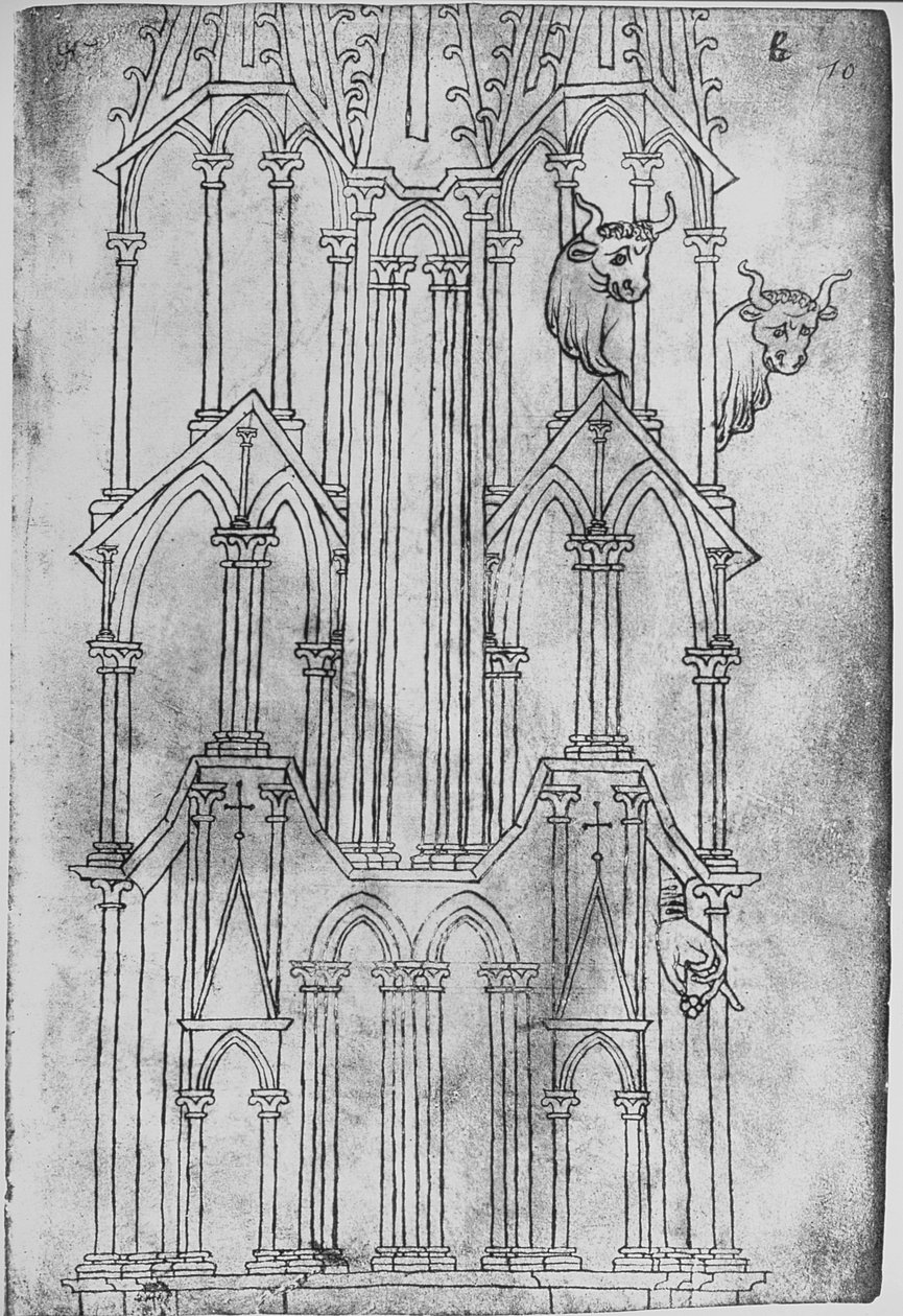 Elevación de la torre de la Catedral de Laon de Villard de Honnecourt