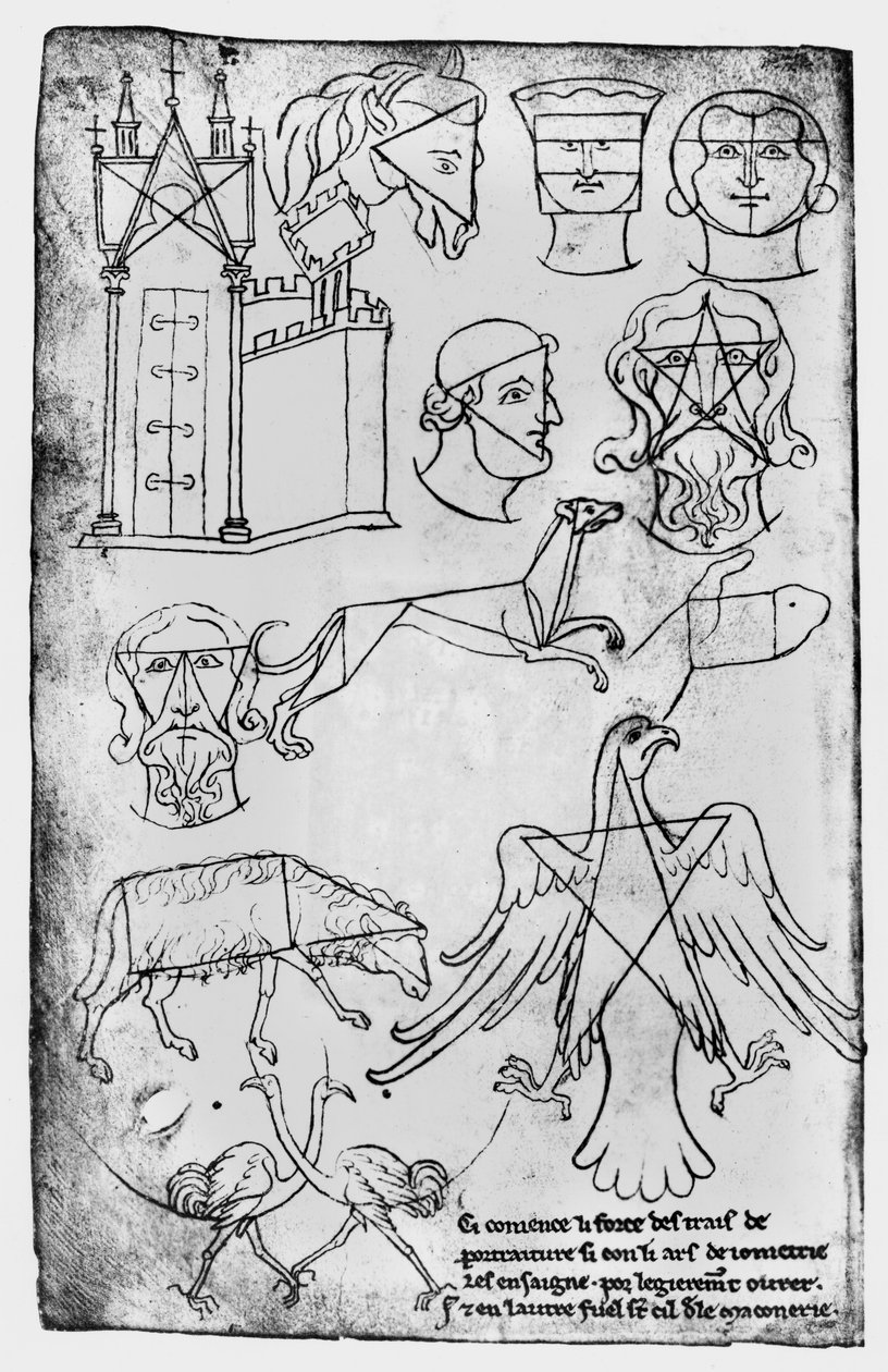 Ms Fr 19093 fol.18v Varios dibujos (copia facsímil) de Villard de Honnecourt