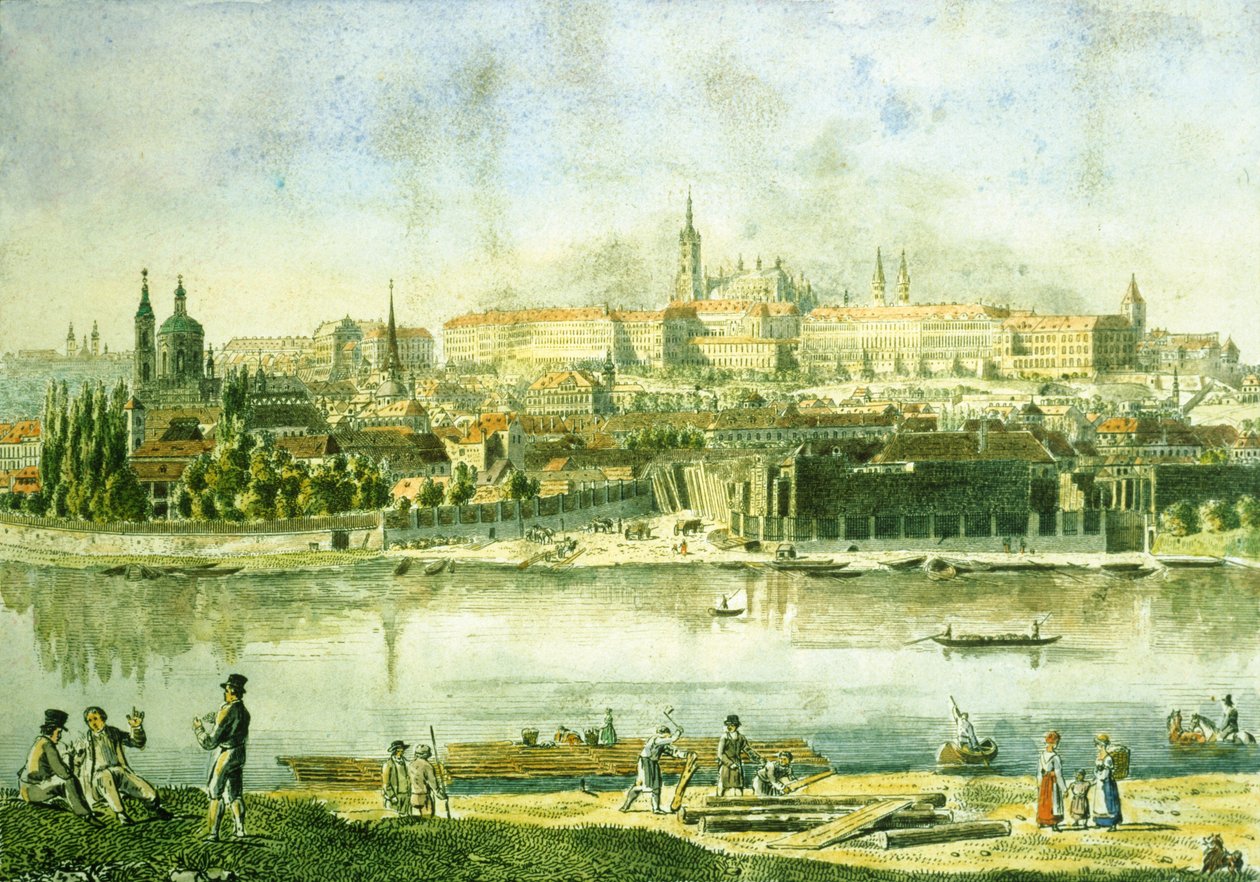 Castillo de Praga y una parte del Barrio Pequeño, 1825 de Vincenc Morstadt