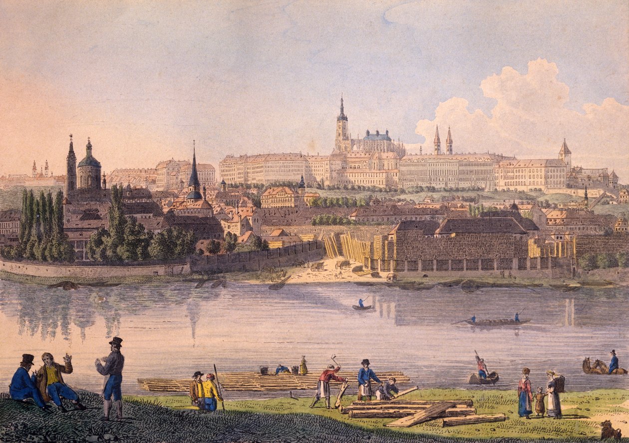 Castillo de Praga y una parte del Barrio Pequeño de Vincenc Morstadt