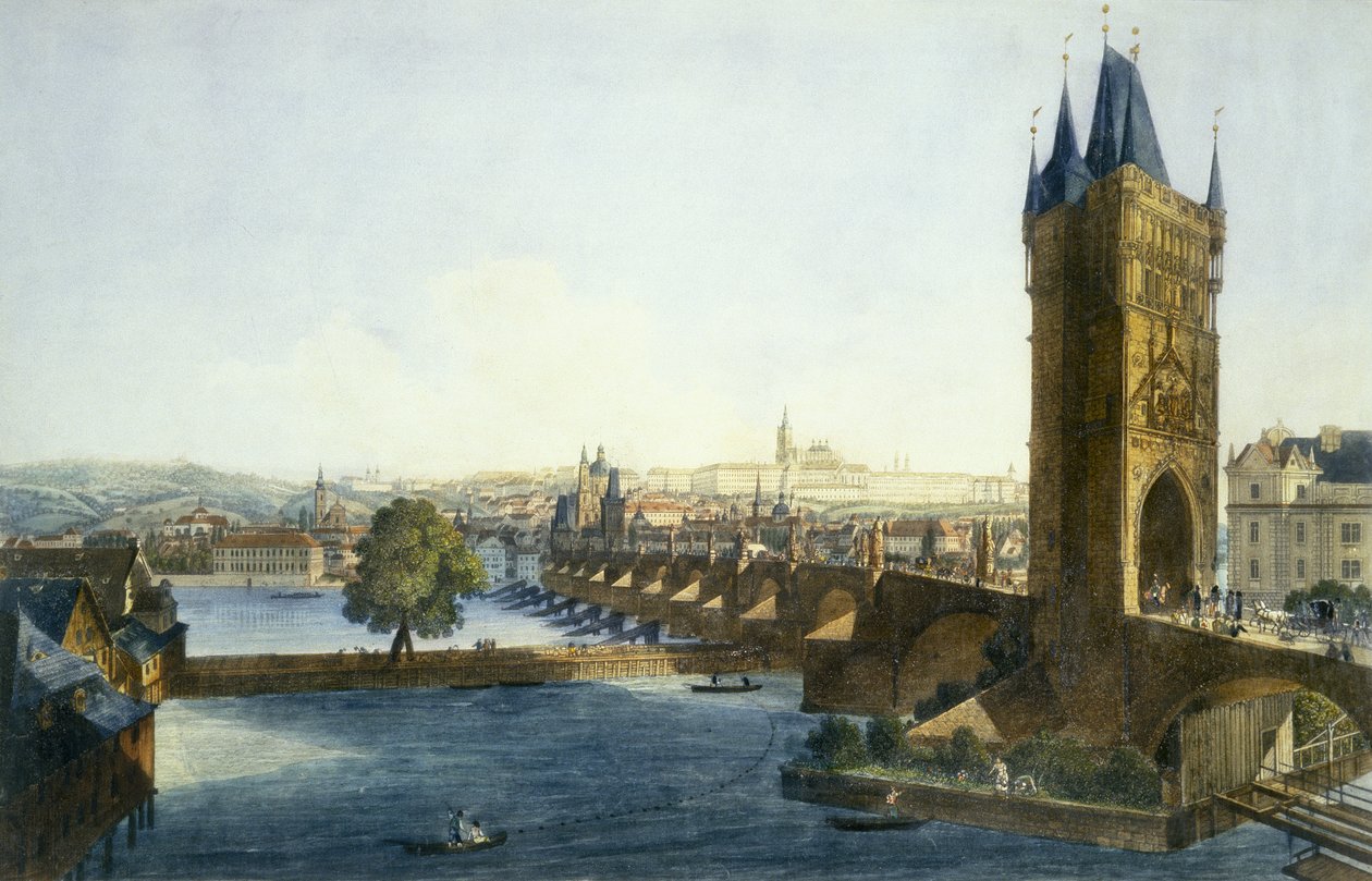 Vista del Castillo de Praga y el Barrio Pequeño desde el suroeste, 1836 de Vincenc and Richter, Carl August Morstadt