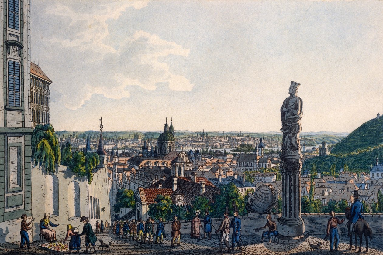 Vista de Praga desde los Nuevos Escalones del Castillo de Vincenc Morstadt