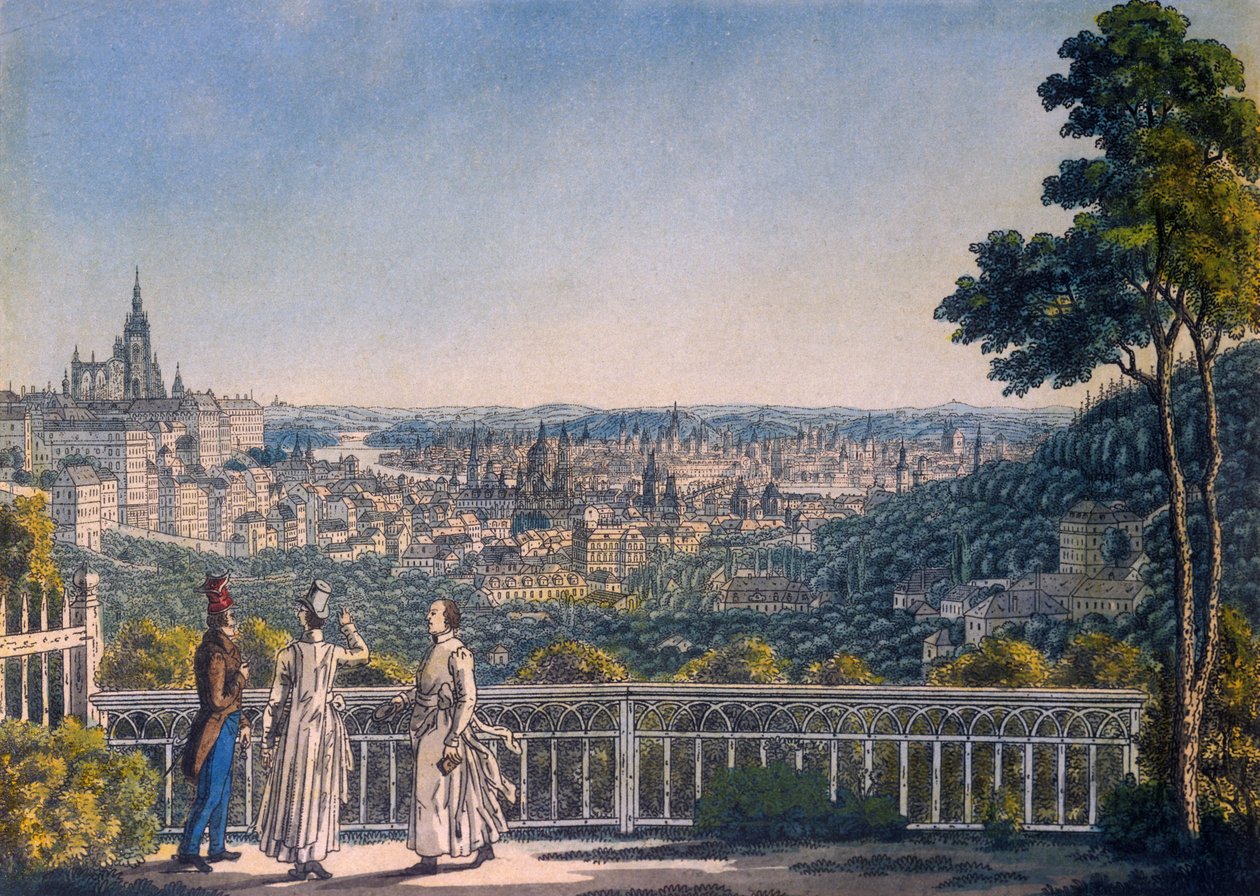 Vista de Praga desde el jardín del Monasterio de Strahov, 1835 de Vincenc Morstadt