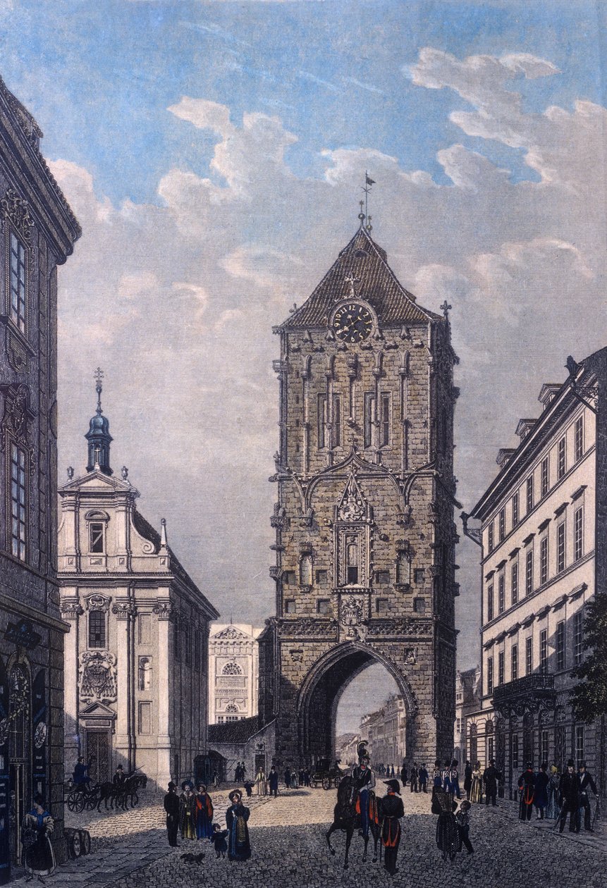 Vista de la Torre de la Pólvora desde el oeste, grabado por V. Merklas, 1835 de Vincenc Morstadt