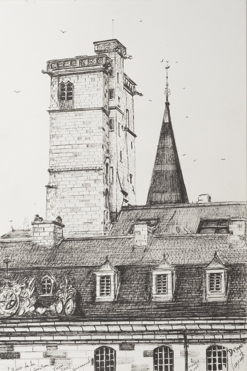 Tejados de Dijon, Francia, 2008 (tinta sobre papel) de Vincent Alexander Booth