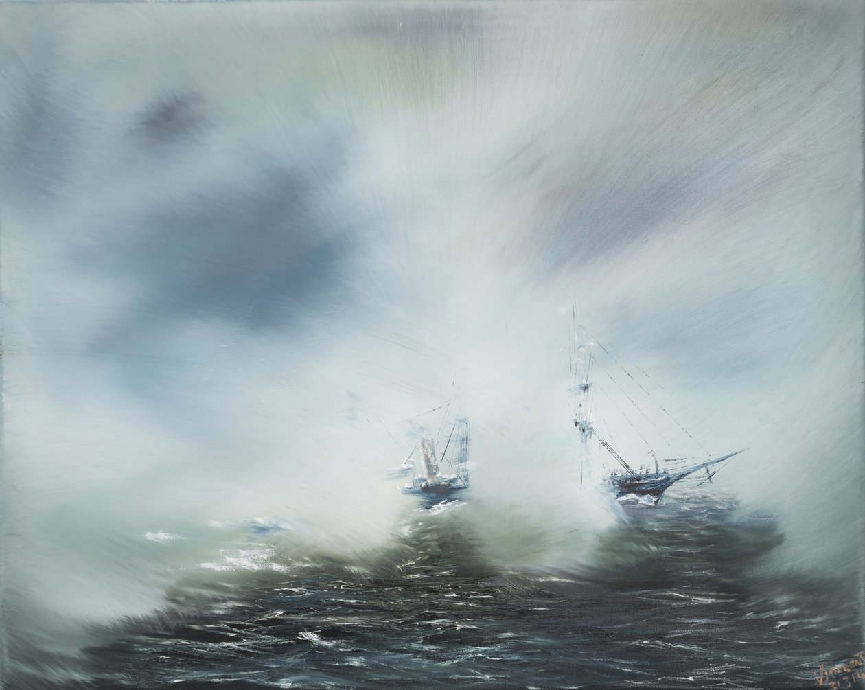 Despeje del descubrimiento en la niebla marina Scott en ruta a la Antártida enero de 1902, 2014 de Vincent Alexander Booth